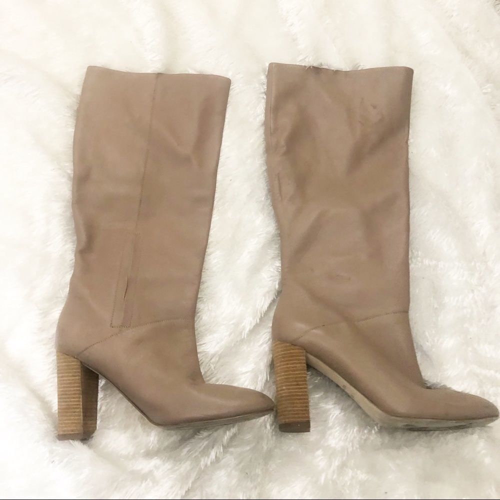 Cole Haan Glenda Leather Knee High Boot Color Stone Taupe Size 5.5